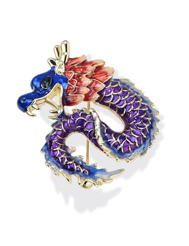 Image of Vintage Crystal Dragon Brooch Lapel Pin Decorative Safety pins for Clothing Rhinestone Animal Brooch Jewelry