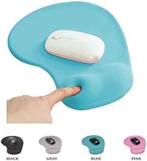 SHESHY Mouse Pad Gel, Mouse Mat with Wrist Rest - With Convenient Gel Wrist Support - Non-slip Rubber Base, Ergonomic, Gray/Black/Pink/Blue