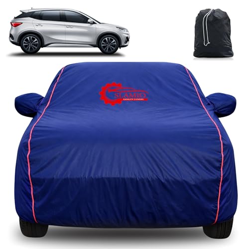 Image of 100% Waterproof Car Cover for BYD ATTO 3 | All-Weather, Dustproof & UV Protection | Heavy-Duty 3-Layer Fabric | Custom Fit with Mirror & Antenna Pocket | Navy Blue
