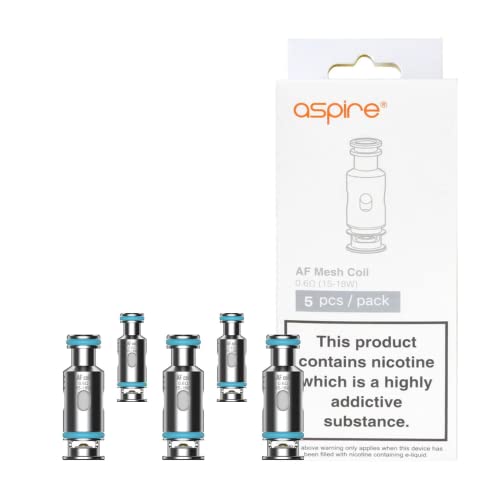 Resistenze Aspire AF Coil 0.6 Ohm (5 PZ) Ricambi per Sigaretta Elettronica - Accessori Compatibili con Kit Flexus (Q - Stik - Blok - Fit - AIO - Peak - Pro - SE), Riil X, Boxxer, AF Tank