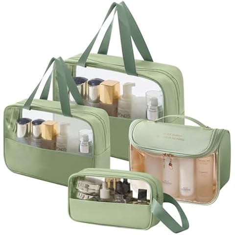 4Pcs Clear Waterproof Travel Toiletry Bag Set Cover