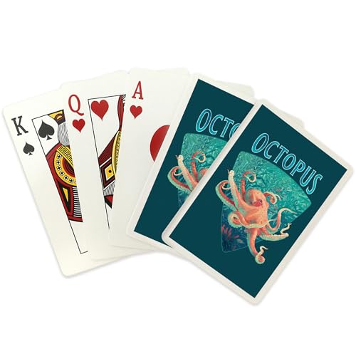 Lantern Press Naipes de Poker Octopus 52 Cartas Adultos miniatura 2
