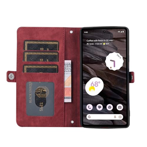 Étui pour Google Pixel 7 Pro violet avec porte-cartes et fermeture éclair