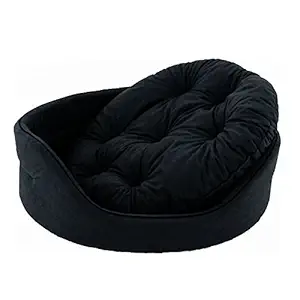 Slatters Be Royal Store Round Shape Reversible Dual Black Color Ultra Soft Ethnic Designer Velvet Bed for Dog/Cat (Export Quality) (L)