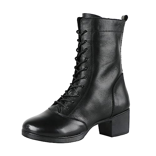 Women's Ballroom Damce Shoes Casual Split Sole Latin Tango Morden Shoes Ladies Chunky Heels Dance Shoes,Black Warm,9.5