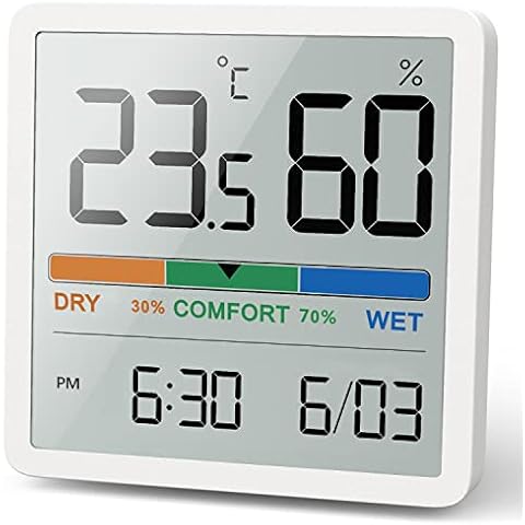 NOKLEAD Digitales Thermo-Hygrometer, Tragbares Thermometer Hygrometer Innen mit hohen Genauigkeit, Temperatur und Luftfeuchtigkeitsmesser für Raumklimakontrolle Raumluftüerwachtung Monitor (WEISS) Cover