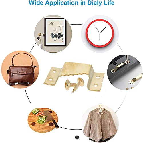 Image of MroMax 100PCS Sawtooth Picture Hangers Iron Picture Hangers 2.05 inch x 0.94 inch 4-Hole Picture Frames Hangers for Hanging Clock Paintings Artwork Picture Frame Hook Photos Gold