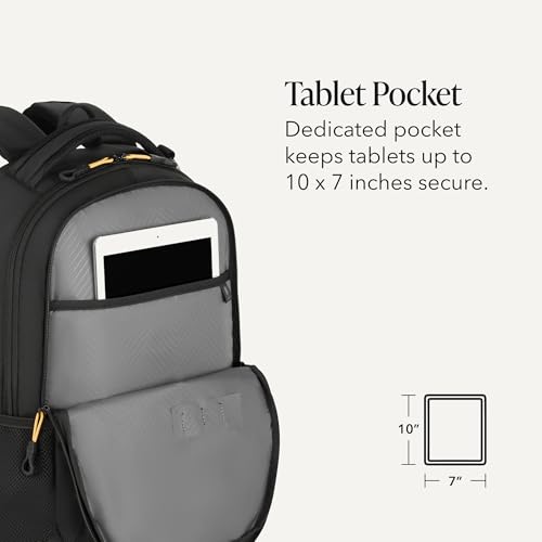 Image of SWISSGEAR Cecil Laptop Backpack, Fits Most 16-Inch Laptops, Three-Compartment Design, Airflow Back Panel, Black, 27.3L, 18-Inch