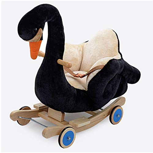 Schaukelpferd QIQIDEDIAN Holz für Kinder mit doppeltem Verwendungszweck ohne Musik Kinder (Color : Black) – Bild 3