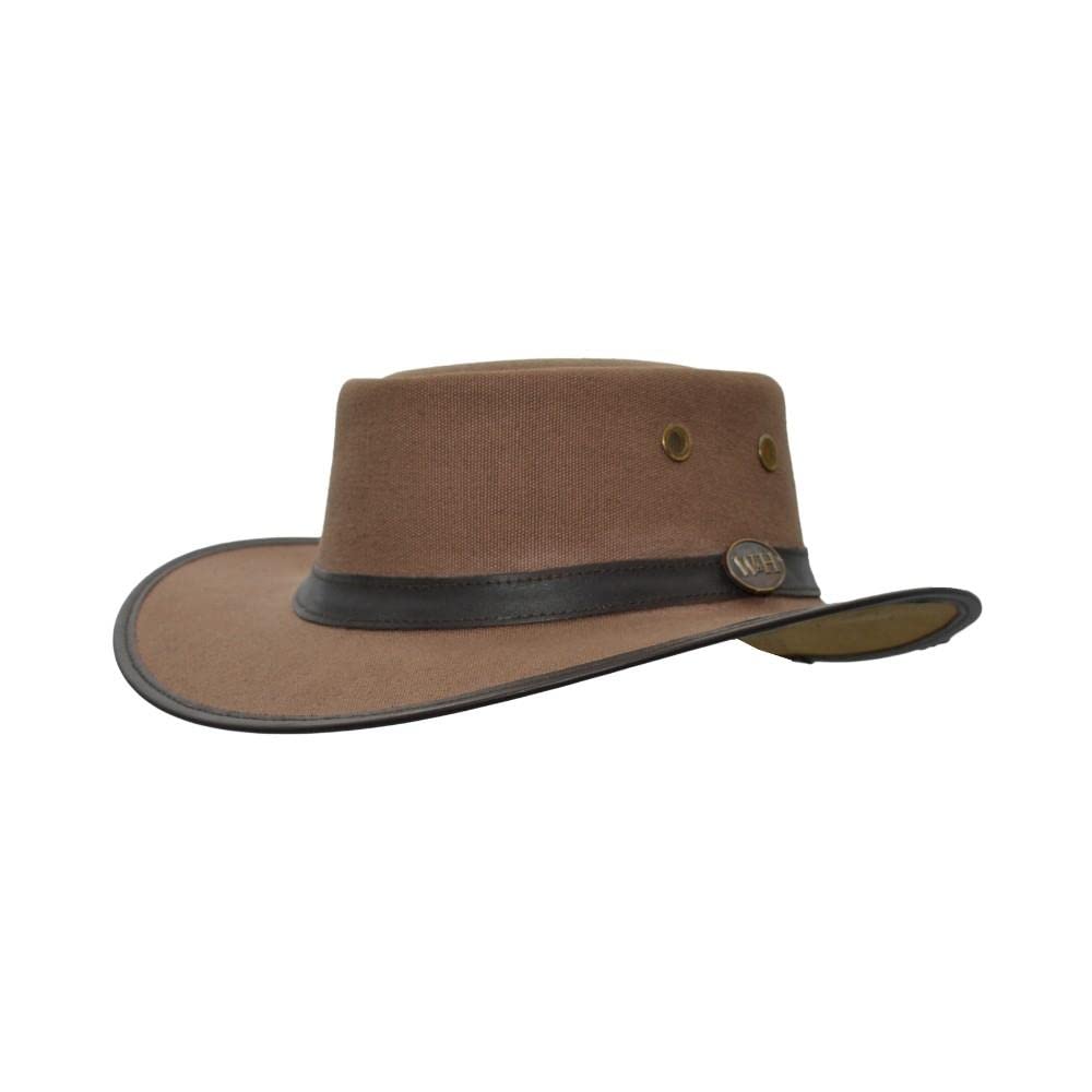 Walker And Hawkes Unisex Dark Tan - Canvas Outback Stanley Hat - Medium (58Cm)
