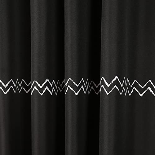 Eastern Boho Fabric Shower Curtain Black And White Striped Bathroom Shower Curtain Sets With Hooks, Farmhouse Shower Curtain Bohemian Curtains 72X72 (Black) #TOP6