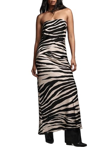 Image of Women Y2k Strapless Maxi Dress Floral Print Tube Long Dress Boho Beach Sundress Going Out Streetwear