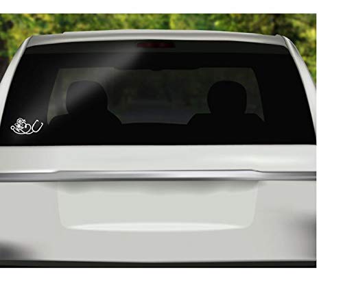 Image of Heart Stethoscope Flower Vinyl Decal | White | Made in USA by Foxtail Decals | for Car Windows, Tablets, Laptops, Water Bottles, etc. | 5.5 x 2.7 inch