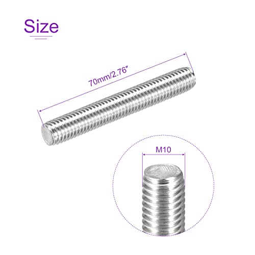 Dmiotech 10 Pack M10 X 70Mm Fully Threaded Rod 304 Stainless Steel Right Hand Threads Rod Bar Studs Clamps And U-Bolts #TOP2