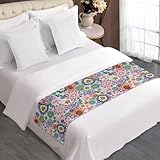 ZFRXIGN Boho Hippie Flower Bed Runner Queen Size Decorative Bed Scarf for Home Hotel Bedding Set Bed Scarves Farmhouse Kitchen Table Runner Mother Day Decor