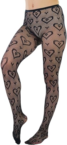 Image of ToBeInStyle Women's Valentine Day Themed Opaque Sheer Pantyhose w /Heart Love