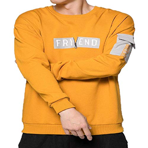 Preisvergleich Produktbild nobrand Herren Rundhalsausschnitt bedruckter Pullover Frühling Trend schöne Allroundkleidung Mode Freizeit Langes T-Shirt Gr. M, gelb