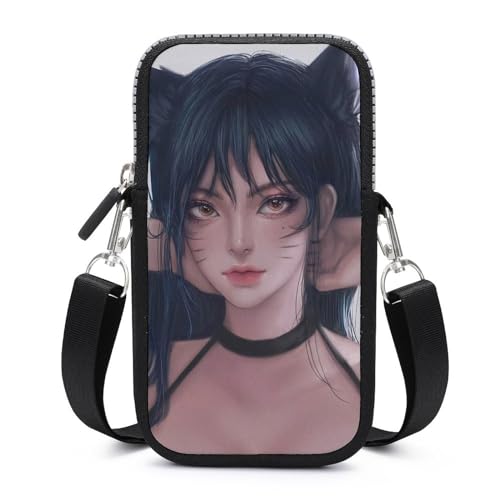 Sac bandoulière téléphone aux oreilles de chat et portefeuille unisexe compact