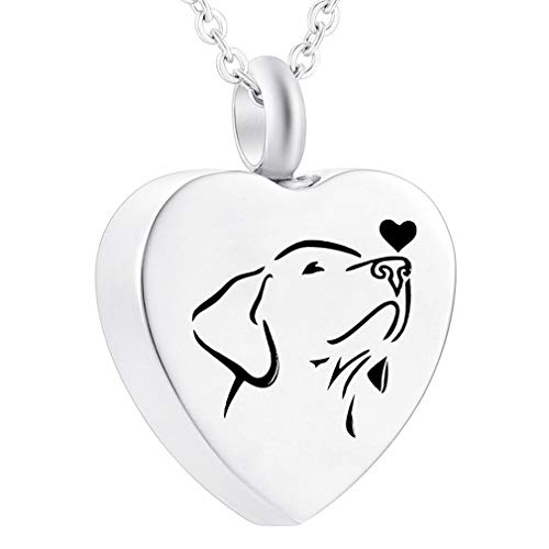 weikui 316L Stainless Steel Pet Cremation Jewelry for Dog Always in My Heart Paw Print Memorial Keepsake Pendant Urn Necklace for Ashes Labrador Retriever (Dog)