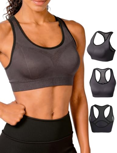 Image of Match Women's Seamless Racerback Sports Bra with Removable Pads Strappy Workout Bra Top for Yoga Gym Running Fitness (New Size)