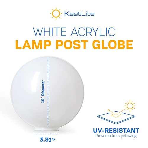 Kastlite 10" White Acrylic Lamp Post Globe | Smooth Textured With 3.91" Fitter Neck | Manufactured In The Usa #TOP1