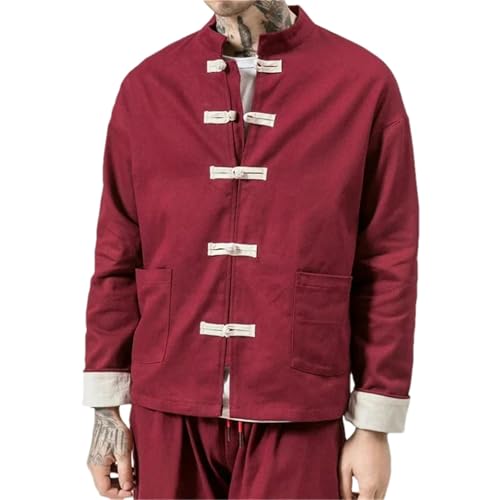 Chinese Traditional Retro Coat Man Autmn Tang Suit Mandarin Collar Buckle Jacket Oriental Cotton Kung Fu Shirt3