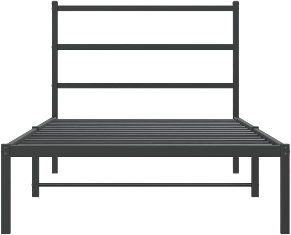 vidaXL Bed Frame Black Steel Twin Bed Frame Rectangular Modern