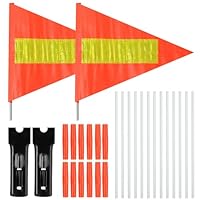 Catime 2 Stück Fahrrad Wimpel Fahne, Fahrrad Sicherheit Flaggen, Reflektierende Fahrrad Flagge mit 14 Stange 24cm, Sicherheitswimpel Fahrradanhänger, Verstellbar Höch für Kinder Erwachsene (Orange)