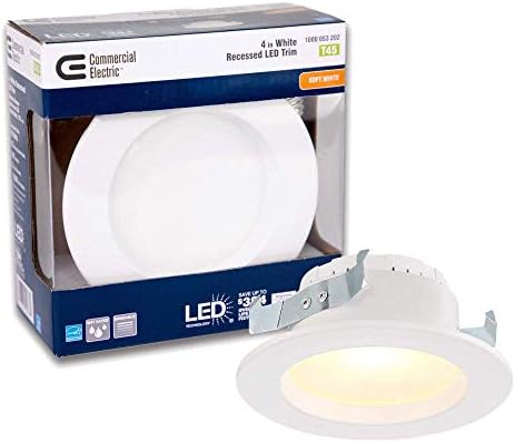 Commercial Electric 4 in. White Integrated LED Recessed Trim, 2700K