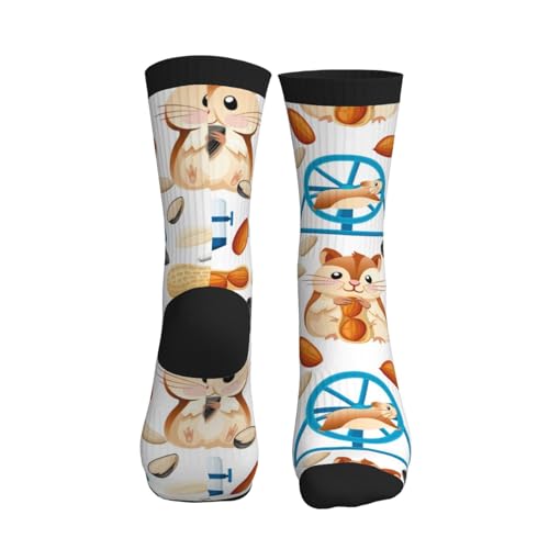 VOSERY Cartoon-Socken mit niedlichem Hamster-, Nuss- und Erdnuss-Motiv, lässig, athletisch, ästhetisch, für Damen und Herren, niedlich, lustige Socken