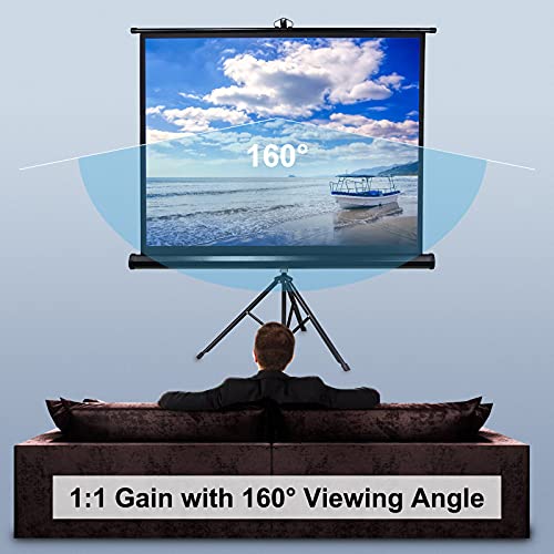 LUGU Tela do projetor de 100 polegadas com suporte de tripé 4: 3 Tela de projeção portátil 4K Tela d