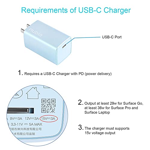 Câble de charge USB C pour Surface Pro 44W à fixation magnétique stable - 6