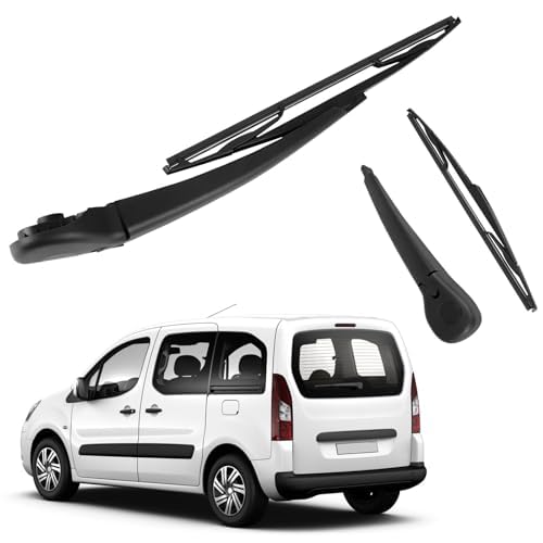 Hinterer Scheibenwischerarm Ersatz für Citroen Berlingo 2008-2021, Heckscheibenwischer & Heckwischerarm Ersatz für Peugeot Partner 2008-2021, Auto Heckwischerblatt Blatt Kit Wasserdicht