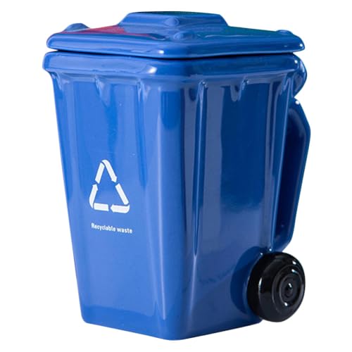 SHERCHPRY Coffee Mug Ceramic Water Mugs Mini Curbside Trash Bins Multi-function Coffee Mug Desktop Recycle Can Drinkware Decorative Coffee Cups for Home Glassware Drinkware Blue Gaming Mugs