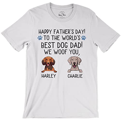 LEVY PAW Personalized Dog Breeds & Names Happy Fathers Day Shirts Dog Gifts for Dog Lovers Father's Day (2 Dogs)
