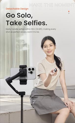 hohem iSteady x3 Gimbal Stabilizer for iPhone, AI Tracker Stabilizer, 3-Axis Smartphone Foldable Gimbal w/3-Color Fill Light, Detachable Remote Control, Built-in Extension Rod Tripod, hohem x3 - Thumbnail 4