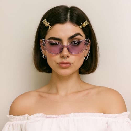 FEISEDY Women Men Cat Eye Sunglasses Bat Shades, Women's Funny Party Sunglasses for Halloween B91652