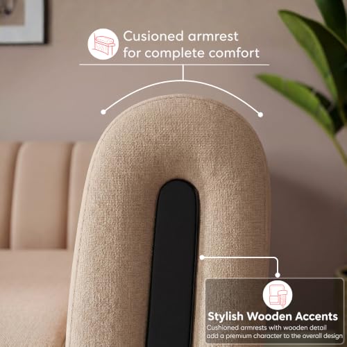 Image of Interio by Godrej Sofa Paramount 3 Seater Fabric Sofa for Living Room, 1-Year Warranty, Solid Wood, Beige