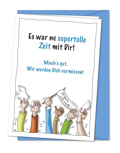 XXL Karte Supertolle Zeit - Karte zum Abschied Verabschiedung für Kollegen Freunde Nachbarn bei Rente Ruhestand Umzug Firmenwechsel Altersteilzeit Auslandsjahr - Grußkarte mit Umschlag (DIN A4)