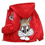 PINU Girls Cute Animal Hooded Jacket with Back Plush Cartoon Toy Design for Kids Toddler Spring Fall Outerwear Coat