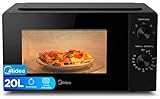 Midea Microondas 20 litros y 700 W de potencia | Microwave | Horno Microondas Negro de Sobremesa con Plato Giratorio, Temporizador | Microondas sin grill