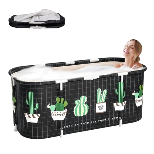 Sinbide Baignoire Pliable Adulte Grande, Mobile et Antidérapante pour Douche et SPA - Autoportante pour Petite Salle de Bain - 115x60x55cm (Noir)