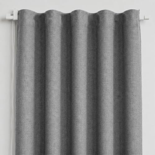 Image of FRESH FROM LOOM Jute Premium 5 ft Window Curtains for Slider Track | Non-Ring Curtains | S-Wave Pleat | Parda | Parda | Light Block Parde | Breathable Fabric (Size - 5ft, Grey, 2pc)
