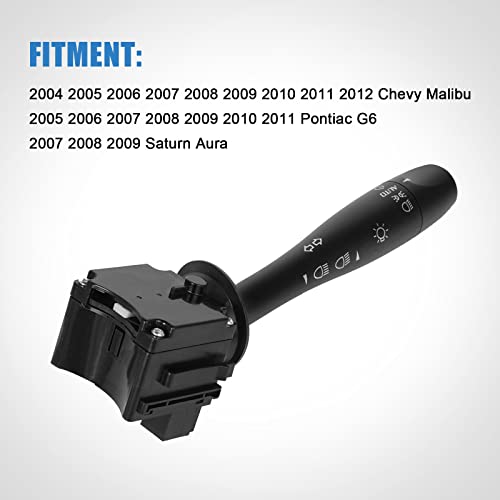 20940369 Headlight Turn Signal Dimmer Switch Blinker Lever Compatible With 2004-2012 Chevy Malibu, 2005-2011 Pontiac G6, 2007-2009 Saturn Aura, Replaces# D6253E, Sw8004 #TOP1