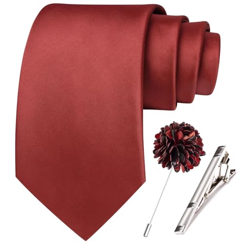 Image of Hi-Tie Men's Extra Long Solid Satin Tie Set 63 Inch /70 Inch Formal Necktie