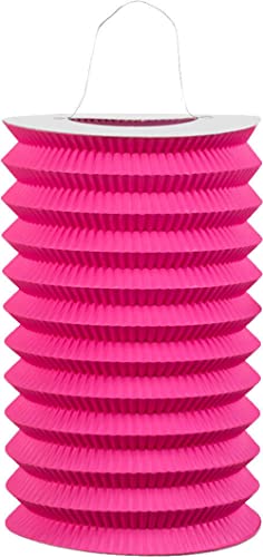 Carpeta Zuglaternen aus Papier als Deko für Geburtstag, Party und Gartenparty | Ø16cm, Höhe 20cm, mit Metallbügel | Papierlaterne Laterne Lampion Partydeko, Farbe: Pink