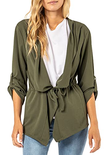Sublevel Damen Blazer zum Binden Lässig dark-green L