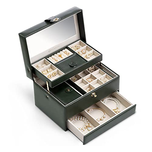 Boîte à bijoux avec serrure grand modèle coffret de rangement transportable