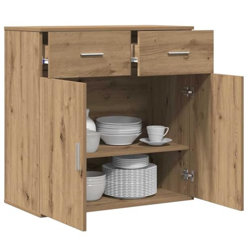vidaXL Aparador Roble Artesanal 78 x 38 x 80 cm Madera de ingeniería, Aparador Rectangular de Madera, Mueble Funcional para la Cena, decoración Minimalista, organización Chic
