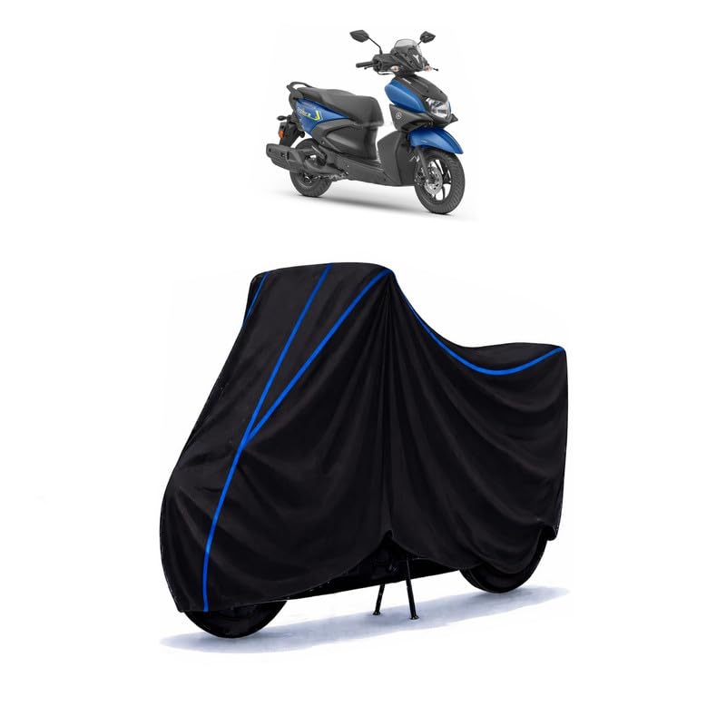 Image of Scooty Cover Water Resistant for Ray ZR BS6 | Universal Scooter & Bike Cover | Heavy Duty UV Dust, Rain & Scratch Protection Weather Indoor Outdoor | Black with Blue Piping